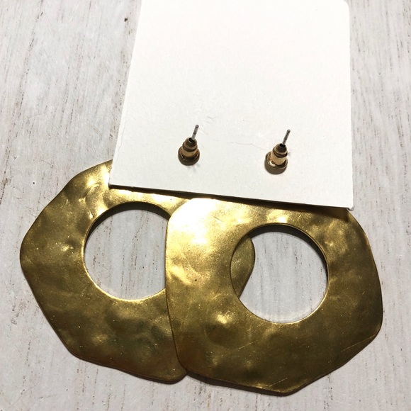 NEW Anthropologie Hammered Washer Post Earrings - Picture 4 of 6
